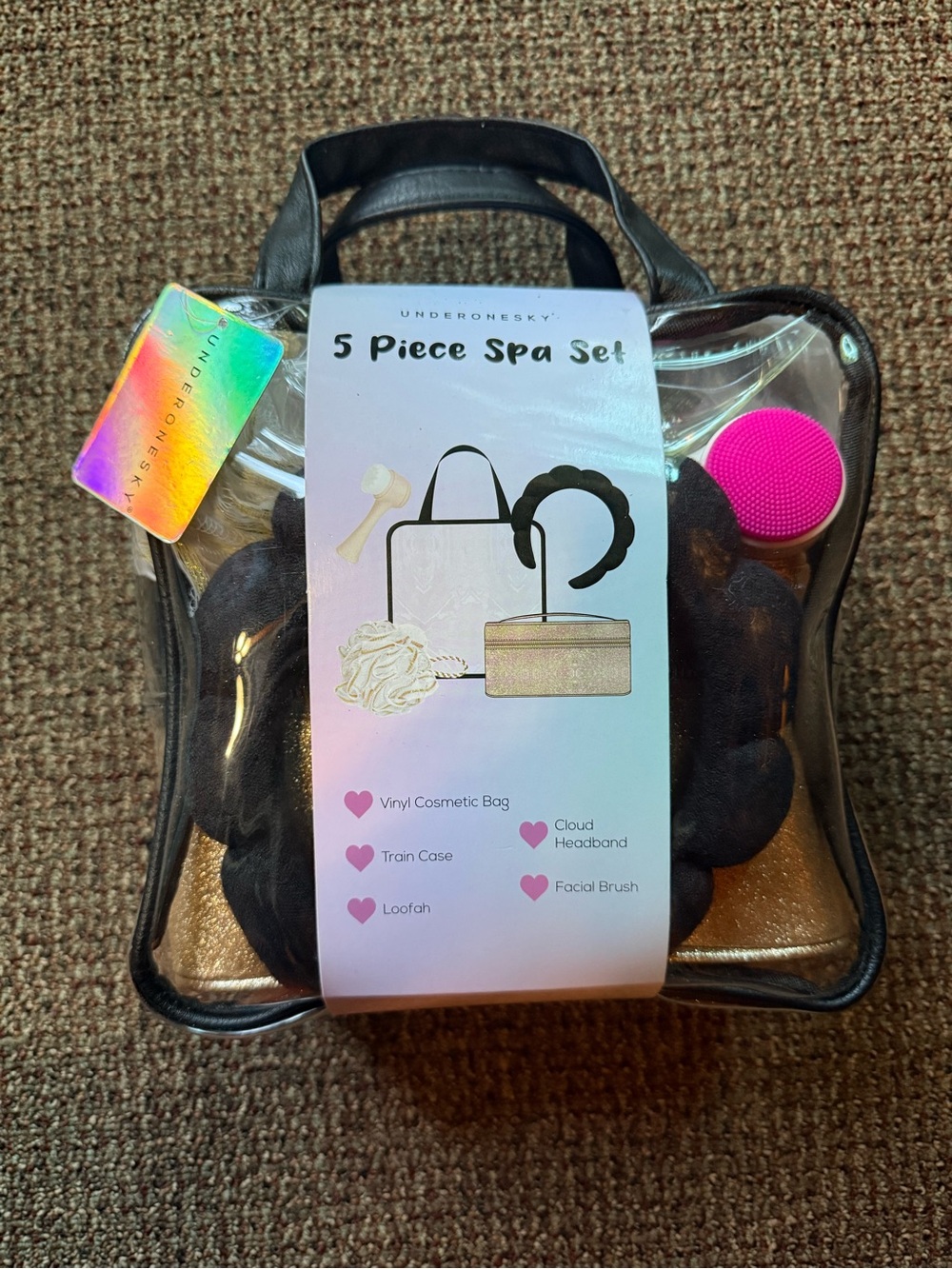 Under One Sky 5-Piece Spa Set — Black, Gold, Pink